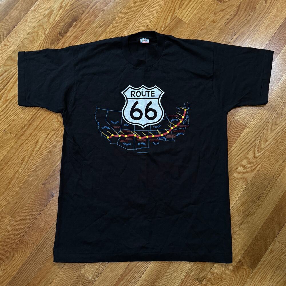 Vintage 1990 Route 66 T-Shirt Mens Size XL Single Stitch Americana Graphic Tee